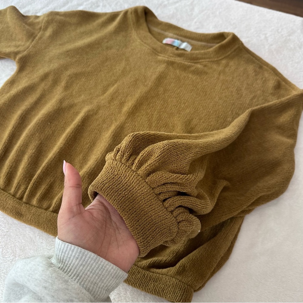 *SOLD* Free People FP Beach Happy Pullover Sweater in Yellow Mustard Size Large - Picture 5 of 11